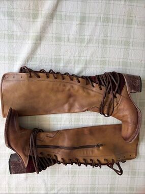 Free Bird Coal Tall Lace-Up Leather Boots in Brown
